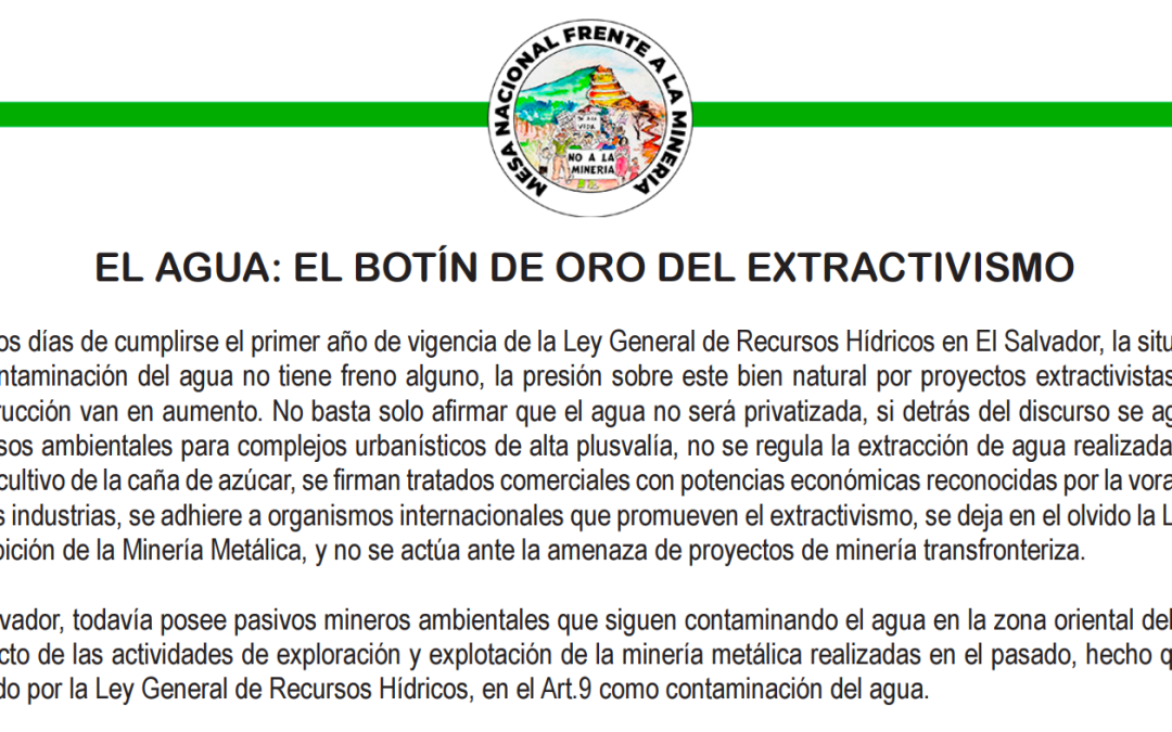 El agua: el botín de oro del extractivismo