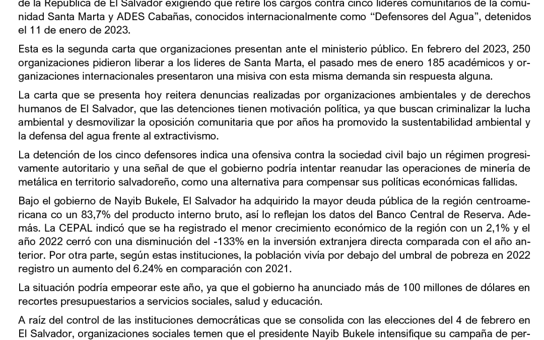 245 organizaciones de 31 países piden al Fiscal General retirar los cargos contra lideres comunitarios de Santa Marta y ADES