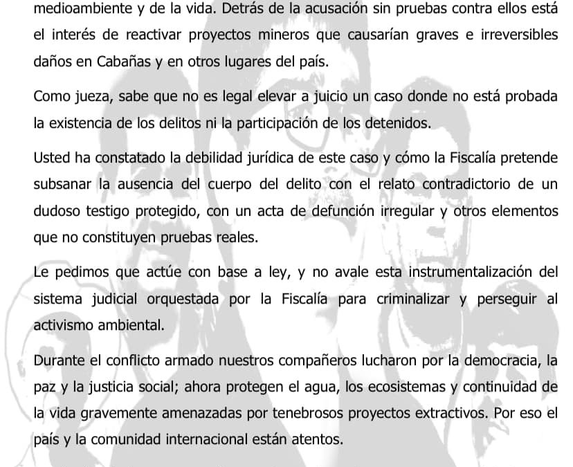 Comunicado: demandamos justicia para nuestros líderes comunitarios. (09/04/2024)