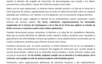 Comunicado: demandan terminar proceso judicial contra defensores del agua que se oponen a la minería metálica